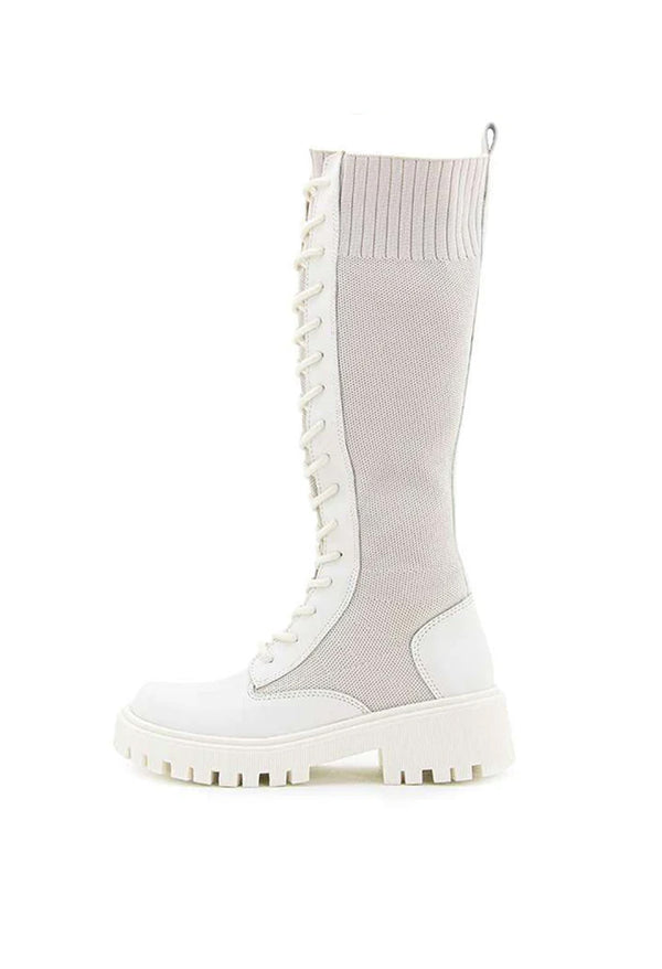 Bota Alta Tejida con Cordones