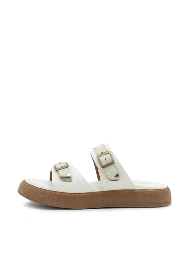 sandalia en cuero con hebillas