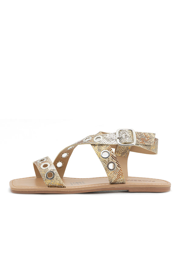 Sandalia Plana Ojaletes