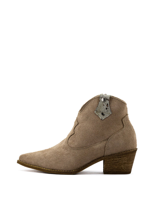 Botin Texano En Cuero Carnaza y Animal Print