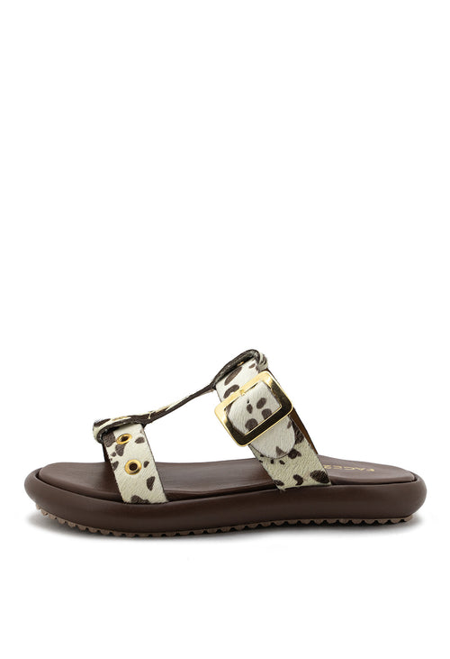 Sandalia Plana Cuero Cow Print