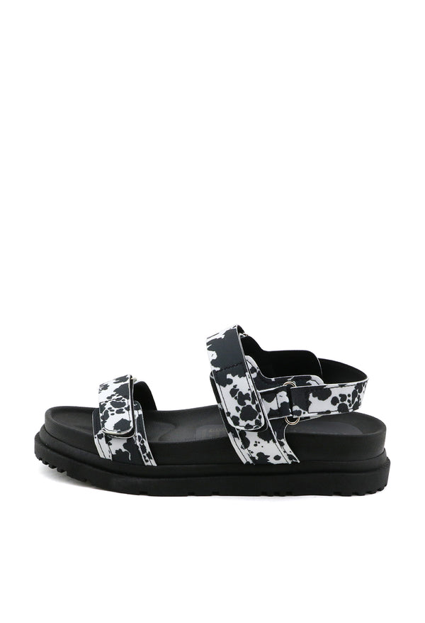 Sandalia Plana Suela Chunky Cowprint
