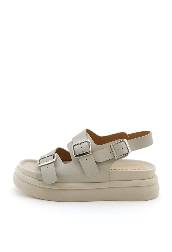Sandalia Plana Suela Chunky PU Efecto Piel Con Hebillas