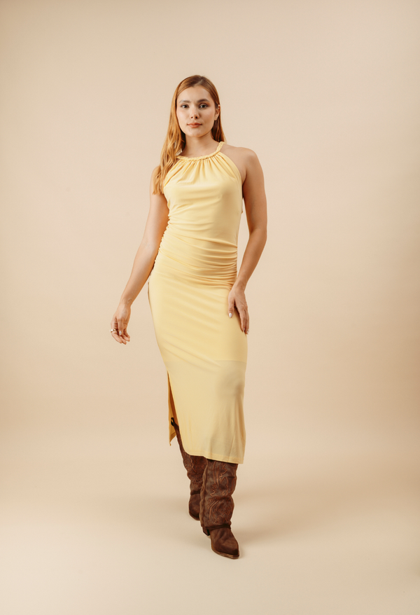 Vestido Largo Con Abertura Lateral