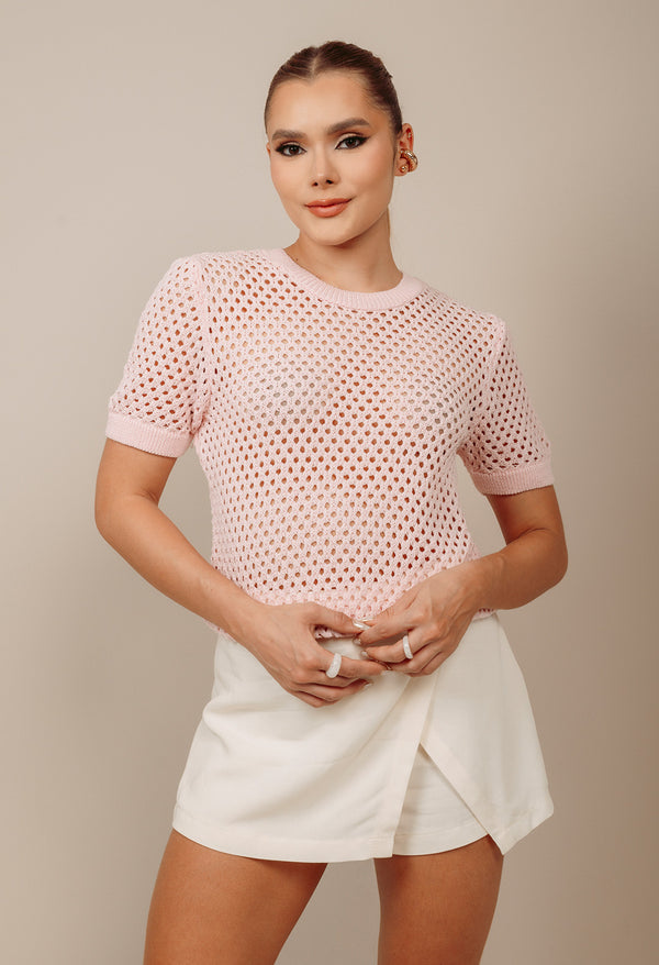 Blusa Manga Corta Tejida