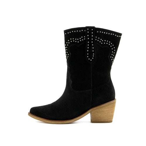 Bota en Cuero Texana Con Taches