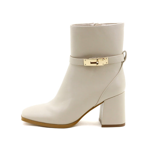 Botin Punta Cuadrada Herraje En Tobillo