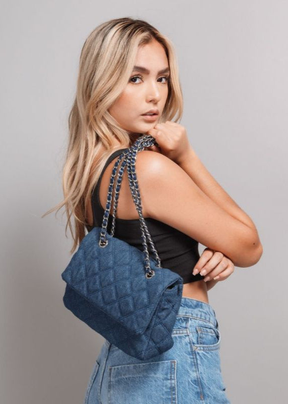 Bandolera en Denim con Costuras Piramidales