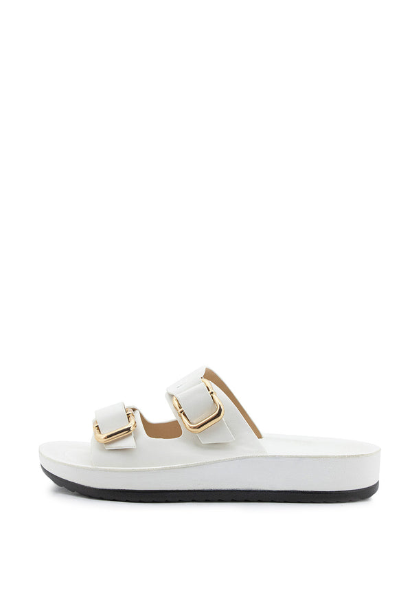 Sandalia Plana De Suela Gruesa Con Doble Correa