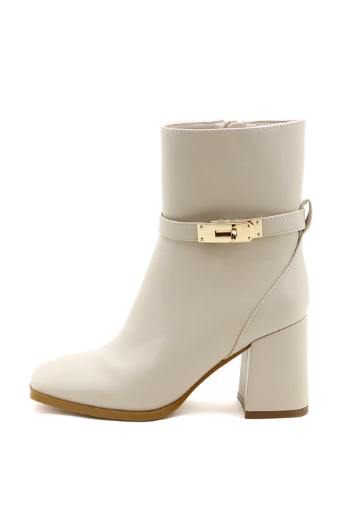 Botin Punta Cuadrada Herraje En Tobillo