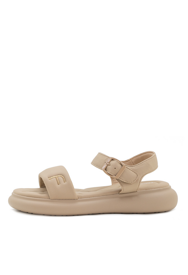 Sandalia Plana con Suela Gruesa y Efecto Acolchado