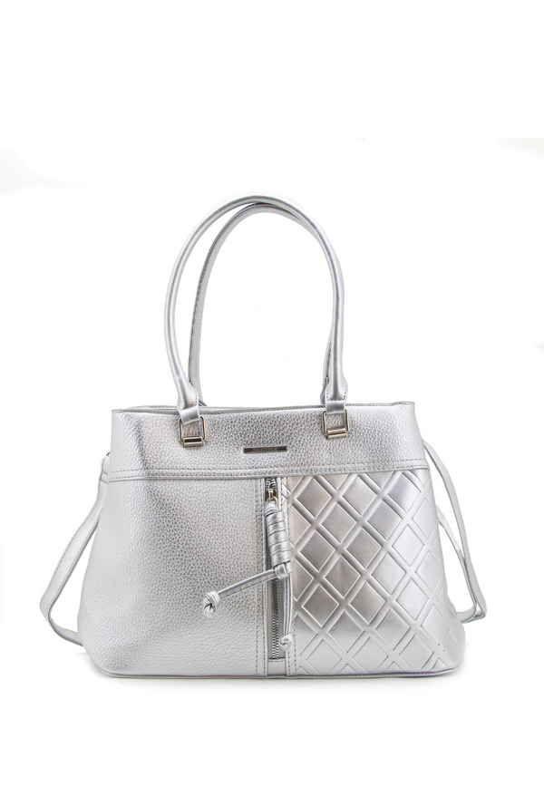 Bolso De Mano Texturizado Cierre Vertical